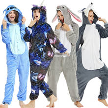 Pijama adulto feminino/masculino kigurumi, pijama quente de inverno, animal lobo, unicórnio, para crianças 2024 - compre barato