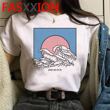 Camiseta vaporwave para mujer, top de talla grande, camiseta estética de la gran ola, camisetas con estampado de dibujos animados grunge, camisetas de estilo coreano para mujer 2024 - compra barato