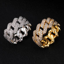 D & z anel masculino de hip hop, bracelete cubano, configuração de prata e ouro, joias com pingentes de zircônia cúbica, joias 2024 - compre barato