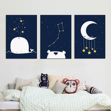 Space Moon Theme Navy Nursery Wall Art Canvas Poster Modern Prints Nordic Poster Art Painting for Baby Boys Kids Room Home Decor 2024 - buy cheap