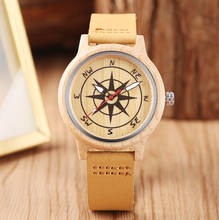 Wood Male Watch Compass Maple Design Decoration Round Dial Wooden Men Watches Genuine Leather Band Quartz Male Timepieces Clock 2024 - buy cheap