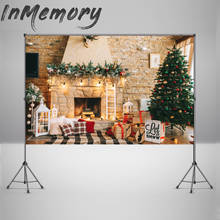 Fundo de vinil para fotografia, interfone com lareira e parede de tijolos bokeh, cenário para natal, fotochamada, festa de inverno 2024 - compre barato