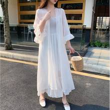 2021 New Summer Women Chiffon Cardigan Kimono Beach Cardigan Women Long Sleeve Solid Color Shirts Loose Plus Size Blouse L104 2024 - buy cheap