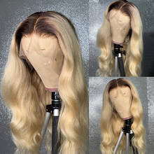 Peruca lace front, cabelo humano, espesso, loiro, densidade completa, com ombré, 13x6 2024 - compre barato