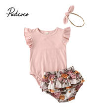 pudcoco Newborn Infant Baby Girl Clothes Pink Tops Bodysuits Ruffles Short Pants Clothes Set Casual Cotton kids clothes girls 2024 - buy cheap