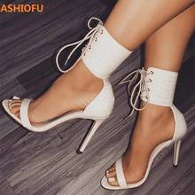 Ashiofu sandálias de salto alto femininas, feitas à mão, laço cruzado, sapatos de festa, baile, moda noturna 2024 - compre barato