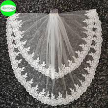 Short Wedding Bride Veil 2021 Two Layer Voile Mariage Welon Slubny Lace Edge Velo De Novia Sposa Weeding Accessoire Metal Comb 2024 - buy cheap