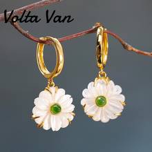 Volta Van 925 Sterling Silver Clip Earrings 2022 New Elegant Fine Jewelry Chrysanthemum Fashion Concise Shell Women Earrings 2024 - buy cheap