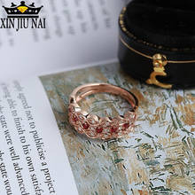 Anillos 925 anel de prata com três camadas de princesa rosa, anel de ouro de rubi, anel de noivado vermelho de romã, senhoras, anel de aprovação de celebridade 2024 - compre barato
