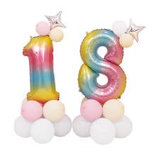 Globos inflables de helio para decoración de bodas, globo de helio rosa de látex de 32 pulgadas con número de papel de aluminio, suministros de fiesta de cumpleaños 2024 - compra barato