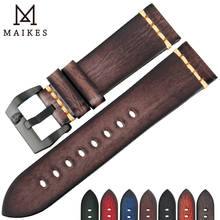 MAIKES-Correa de reloj de cuero genuino para Huawei GT Rolex Panerai, correa de cuero de vaca italiano Vintage, 20mm, 22mm, 24mm 2024 - compra barato