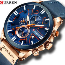 Curren relógio de pulso de couro masculino, relógio de quartzo com cronógrafo esporte militar de marca luxuosa 2024 - compre barato