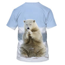 Camisa estampada 3d do urso polar para homens, camisa casual e da moda com gola redonda, tamanho completo, verão, 2021 2024 - compre barato