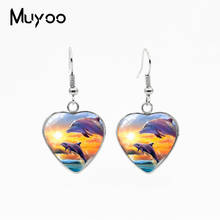 New Arrival Animal Dolphin Couples Fish Hook Earring Lovely Dolphins Handmade Heart Dangle Earrings 2024 - buy cheap