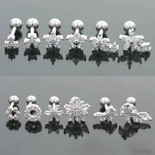 Starose 1pc 18G Rod Zircon Flower Drop Snow Ear Piercing Stud Helix Piercing Tragus Cartilage Lobe Earrings Ear Rings Jewelry 2024 - buy cheap