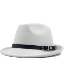Фетровая шляпа для мужчин, белая фетровая шляпа для мужчин, Зимняя шерстяная шляпа для костела, Дерби котелок, хомберга, джаз, размер 56-58 см 2024 - купить недорого