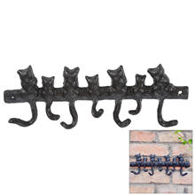 DRELD 7 Cats Cast Iron Wall Mounted Hanger Keys Holder with 7 Hooks Retro Key Hanger Coat Hat Racks Kitchen Bathroom Accessories 2024 - buy cheap