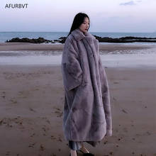 2020 Winter Women High Quality Faux Mink Fur Coat Luxury Long Fur Coat Lapel OverCoat Thick Warm Plus Size Female Plush Coats 2024 - купить недорого