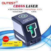 OUTEST лазерный уровень, красный/зеленый луч, 2 линии, автоматическое выравнивание, перекрестный лазерный уровень, вертикальный горизонтальный измеритель T01 T02 2024 - купить недорого