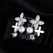 S925 Needle Cross Cubic Zirconia Stud Earrings for Women Flower Clover Earings Small Korean Fashion Jewelry  Z145 2024 - buy cheap