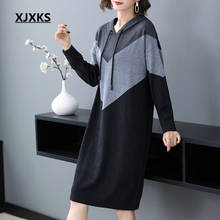 XJXKS Fashion hooded women knitted long sweater 2020 spring new comfortable casual women dress 2024 - buy cheap