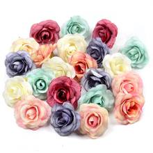Mini cabeça de rosas de seda artificial 50 peças, 4.5cm para casa casamento decoração guirlanda caixa de presente artesanato diy scrapbook flores falsas 2024 - compre barato