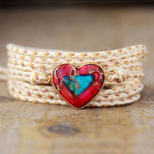Pulseira longa trançada feminina, bracelete de amizade clássico com formato de coração para mulheres 2024 - compre barato