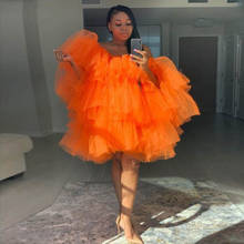 Lush Tulle Women Top Short Dress Extra Puffy Mini Dresses Orange Tiered Tulle Orchid Dress Short Prom Gown Shooting Dress Custom 2024 - buy cheap