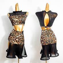 New Latin Dance Dress Adult Sexy Tops Latin Dance Skirt Leopard Performance Clothing Women Salsa Samba Cha-Cha Costume VDB2285 2024 - buy cheap