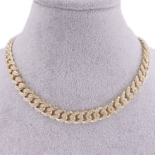 Hip hop cuban link chain women crystal necklace 13mm wide 16inch choker iced out bling fashion jewelry 1 row cz rose gold rapper 2024 - buy cheap