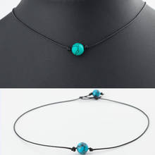 Fashion Green Or Blue Turquoises Charm Choker Necklace on Leather Cord For Women Handmade Choker Jewelry Gifts 2024 - buy cheap