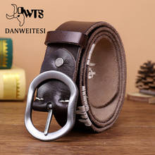DWTS-Cinturón de cuero para hombre, correa de lujo para hombre, nueva moda clásica vintage, hebilla de pin, cinturón informal de piel de vaca de alta calidad 2023 - compra barato