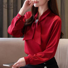 Spring Elegant Fashion Long Sleeve Chiffon Women Shirts Bow Loose White Solid Women Blouses and Tops Red Bottom Shirts 8189 50 2024 - buy cheap