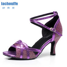 Women Latin Dance Shoes Purple Gold Black Sliver Woman Glitter Ballroom Tango Dancing Shoes Ladies High Heel Salsa-dance Shoes 2024 - buy cheap