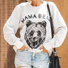 Autumn New Fashion Ladies Long Sleeve Solid Color Bear Printing Hoodies Female Casual Loose  Hipster Hoodie 2024 - buy cheap