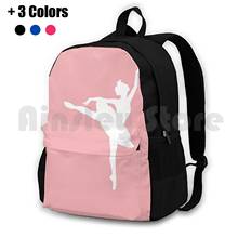 Bailarina Simple (blanco sobre rosa), mochila para senderismo al aire libre, impermeable, para acampar, viaje, rosa, blanca, bailarina de baile de Ballet 2024 - compra barato