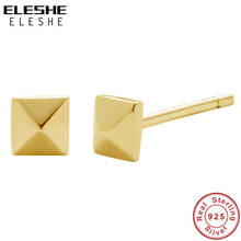 Original 925 Sterling Silver Earring Gold Plated Geometric Square Stud Earrings For Women Wedding  Jewelry Gift 2024 - buy cheap