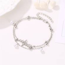 Layered Jewellery Anklet Women Beads Bracelet Charms Bracelets Fashion Couples Jewelry Silver Color Trendy Stainless Bransoletka 2024 - buy cheap
