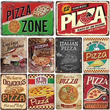 Pizza Bbq Fast Food Restaurant Vintage Metal Tin Sign Retro Metal Plaque Art Poster Home Decor Kitchen Restaurant Wall Painting 2024 - buy cheap