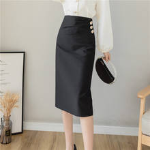 2022 Women's Professional High Waist Black Skirt Slim Temperament Mid-length Women's Professional Wear Female Package Hip Skirts 2024 - buy cheap