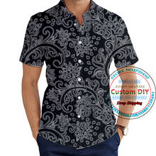 Ретро барокко рубашка с коротким рукавом цветочный принт мужской в китайском стиле 3D принт Алоха хавиян рубашки унисекс DIY Team форма на заказ XXS-6XL 2024 - купить недорого