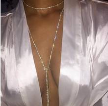 Strass gargantilha colares prata cor metal corrente longa borla collier feminino chocker instrução maxi colar jóias de casamento 2024 - compre barato