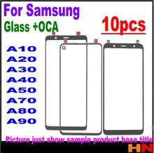 Lente de Cristal frontal con pegamento OCA para móvil, repuesto de pantalla táctil para Samsung Galaxy A40, A50, A70, A10, A20, A30, A80, A90, venta al por mayor, 10 Uds. 2024 - compra barato