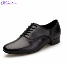 Zapatos de baile de cuero para hombre, zapatillas negras de salón latino, zapatos de baile de tacón bajo de 3cm para hombre, zapatos de salón de vals de talla grande 2024 - compra barato