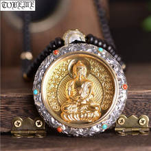 Colgante de plata de ley 925 de Amitabha tibetano, estatua de Buda, collar de Buda, colgante de buena suerte, 100% 2024 - compra barato