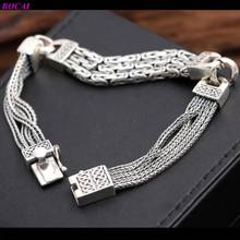 BOCAI s925 sterling silver bracelet  peace pattern bracelet for Men Thai silver multi-strand silver chain men's silver bracelet 2024 - buy cheap