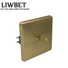 LIWBET EU Standard Wall Switch And Gold Color Stainless Steel Panel 1 Gang 2 Way Light Switch With Copper Toggle 2024 - buy cheap