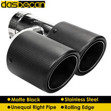 Dasbecan Unequal Matte Carbon Fiber Exhaust Pipe Car Dual H Model Muffler Exhaust Tips for AK Stainless Steel End Tip Universal 2024 - buy cheap
