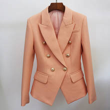 2020 Cotton Linen Women Blazers Suits Autumn Classic Double-breasted Button Nude Pink Slim Women's Blazer Jackets Wholesale 2024 - buy cheap