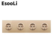 EsooLi 4 wang Glass Panel Wall Crystal  Power Socket Plug Grounded, 16A EU Standard Electrical Outlet 86mm * 86mm Power Socket 2024 - buy cheap